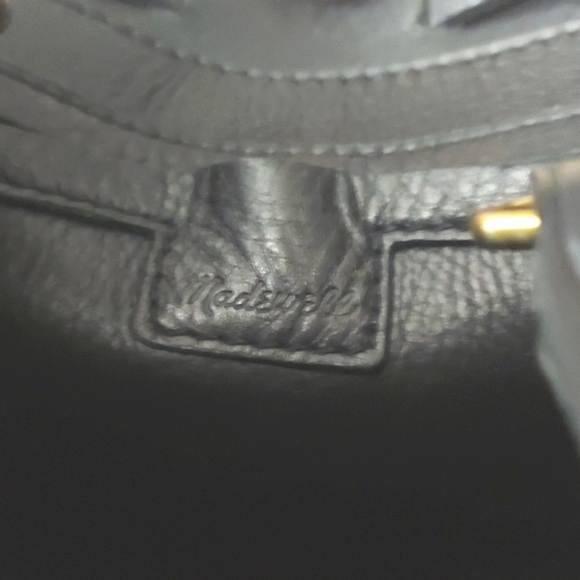 Madewell Small Drawstring Transport Black Leather Bucket Crossbody Tote Bag - Picture 10 of 15